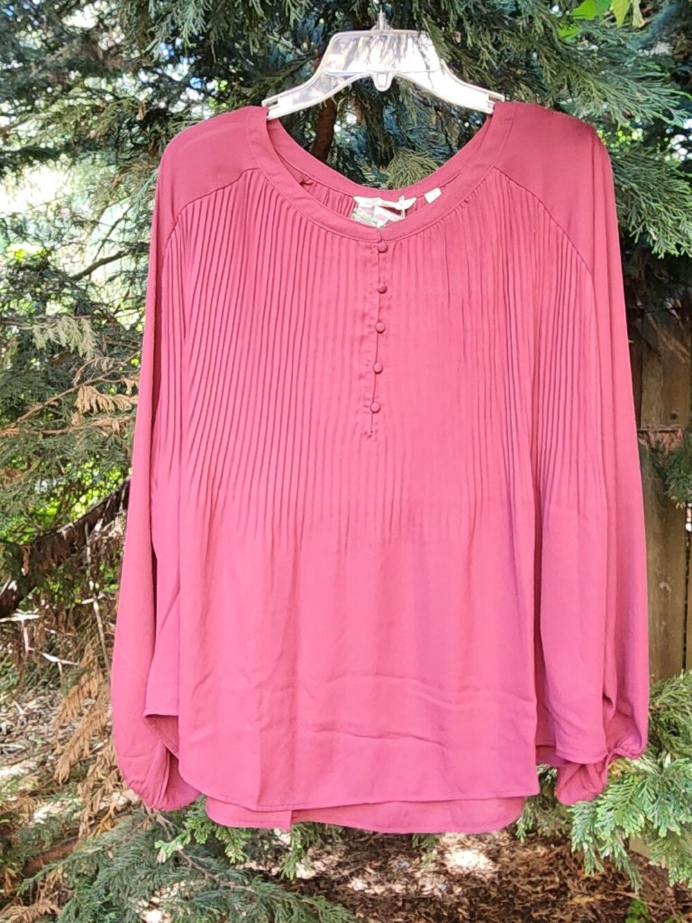 *NWT* Women's 1X ME by Jenny Garth Burgandy long sleeve pullover blouse